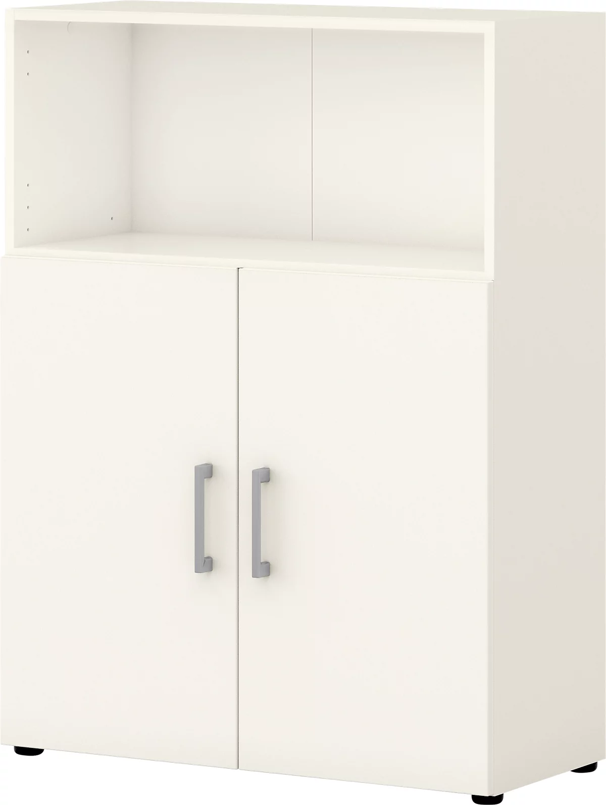 Bürokommode TEMPIO, aus Holz, 2 Türen, 2 Schubkästen, 3 OH, B 800 x T 340 x H 1070 mm, weiss/weiss