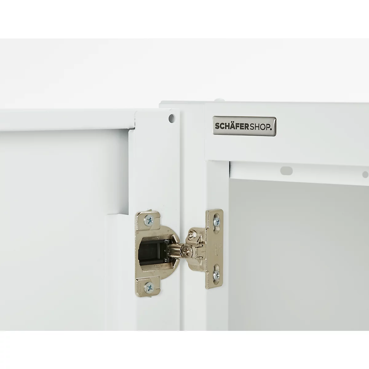 Büroschrank, 3OH, abschließbar, mit aufliegenden Türen, B 950 mm, Verkehrsweiß
