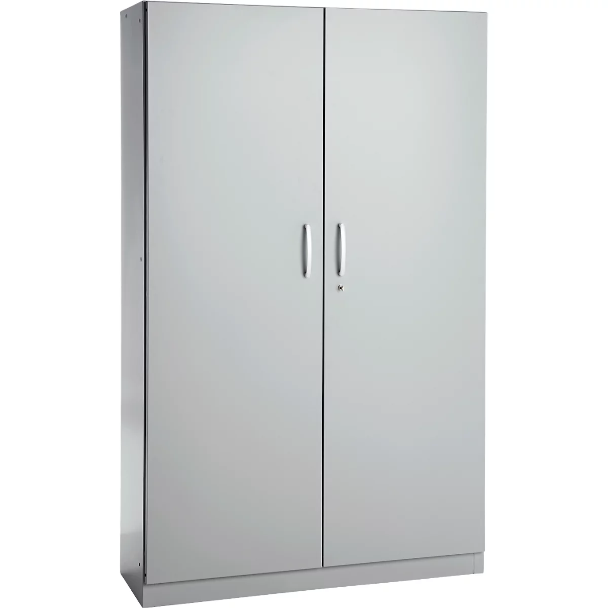 Büroschrank, 5 OH, abschließbar, mit aufliegenden Türen, B 1200 mm, Weißalu