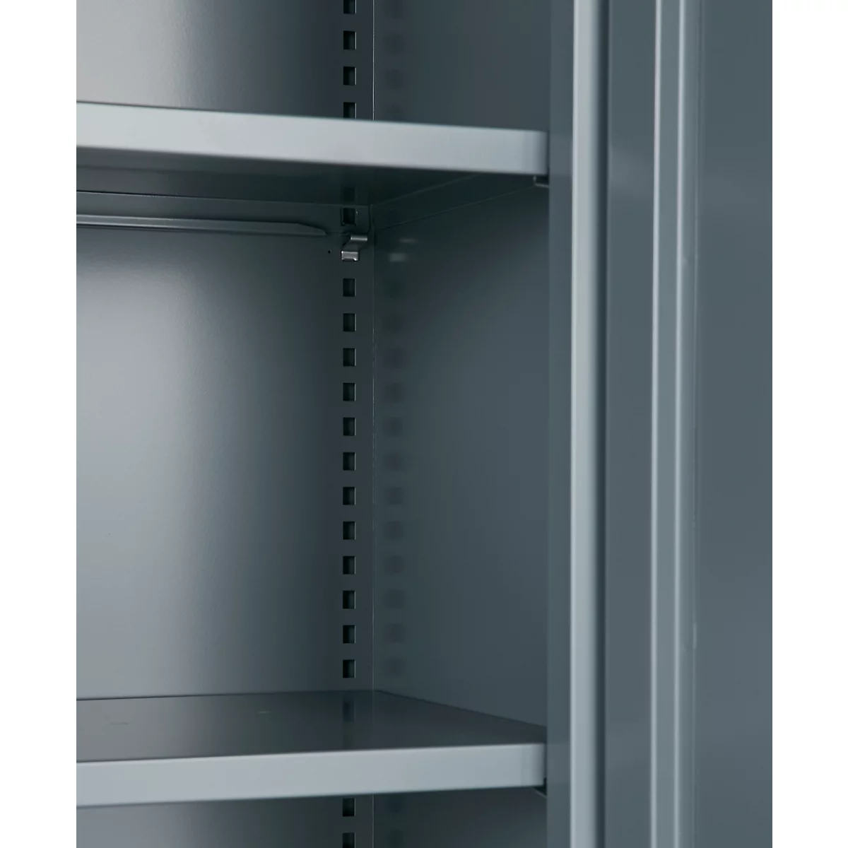 Büroschrank, 5 OH, abschließbar, mit aufliegenden Türen, B 800 mm, Basaltgrau