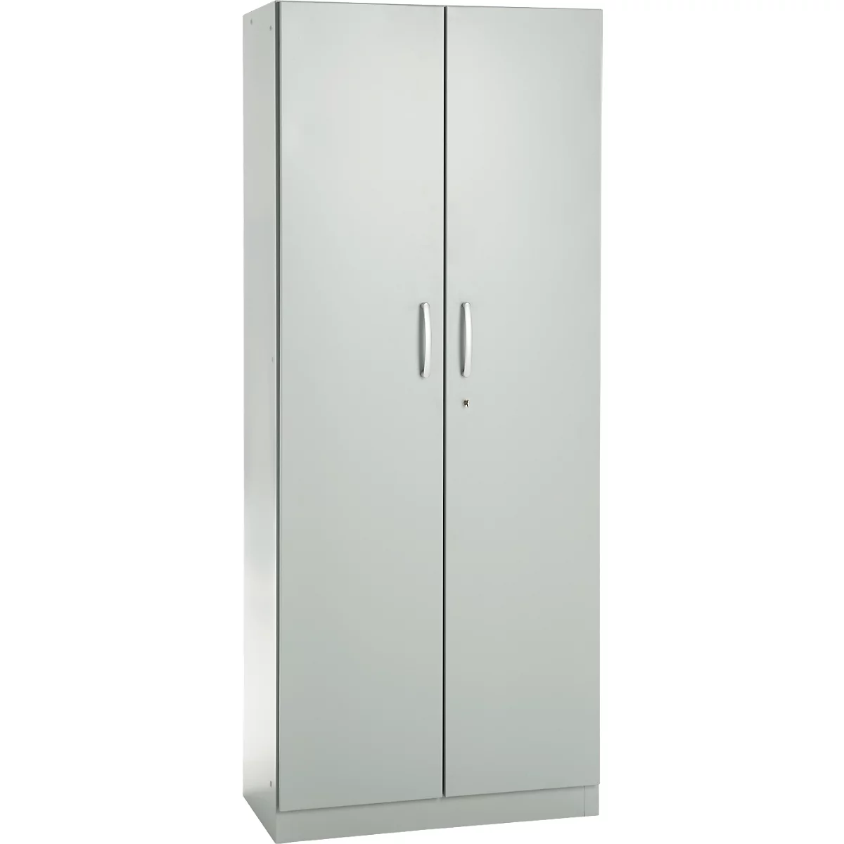 Büroschrank, 5 OH, abschließbar, mit aufliegenden Türen, B 800 mm, Lichtgrau
