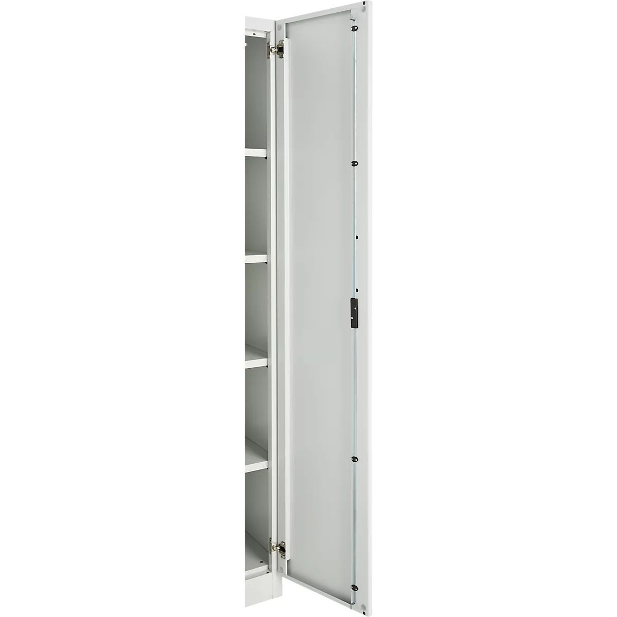 Büroschrank, 5 OH, abschließbar, mit aufliegenden Türen, B 800 mm, Lichtgrau