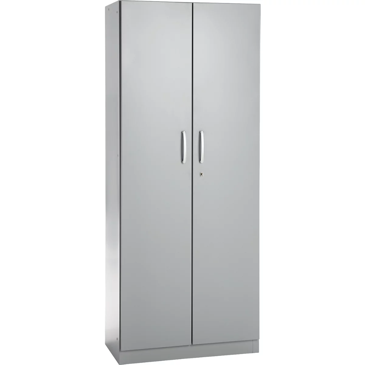 Büroschrank, 5 OH, abschließbar, mit aufliegenden Türen, B 800 mm, Weißalu