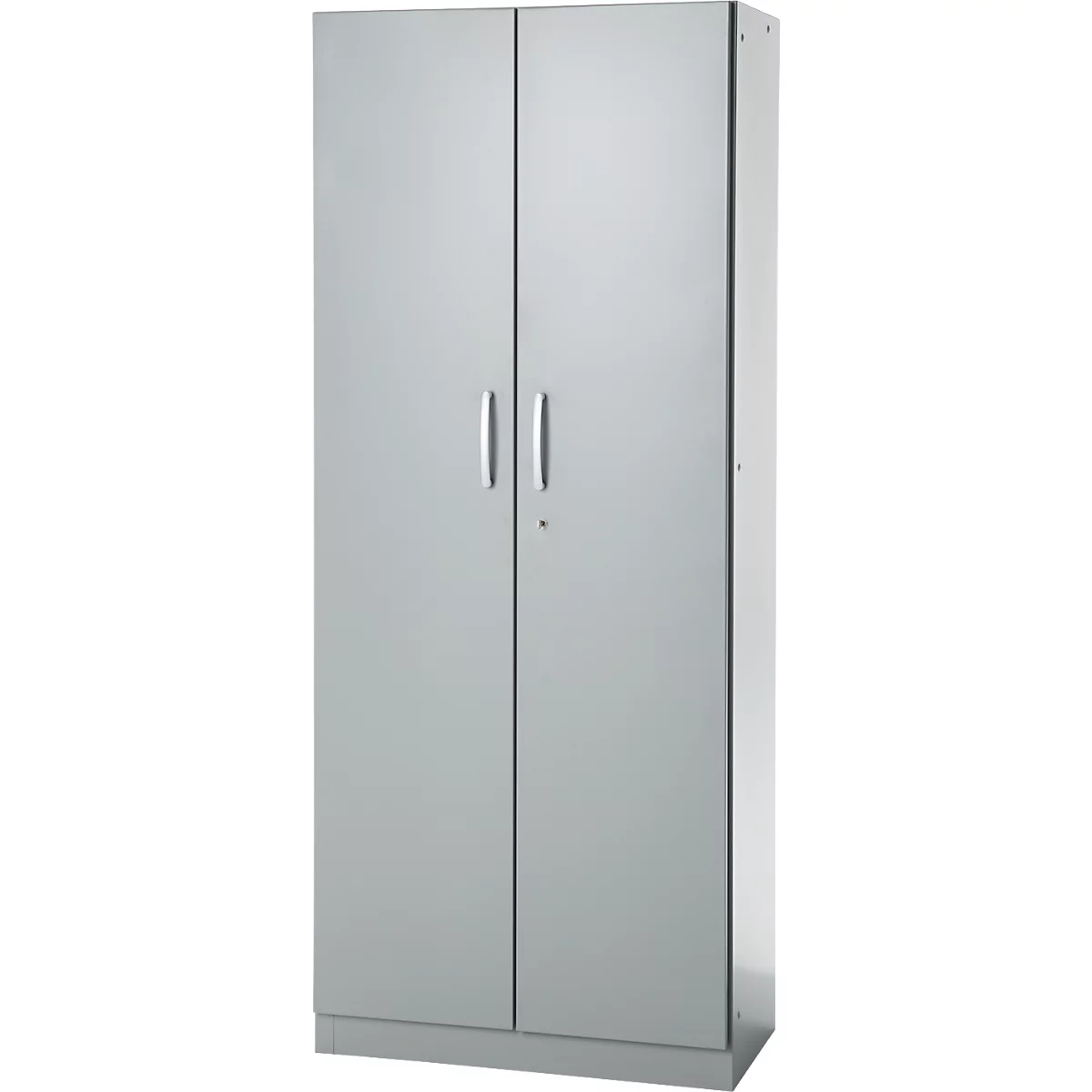 Büroschrank, 5 OH, abschließbar, mit aufliegenden Türen, B 800 mm, Weißalu
