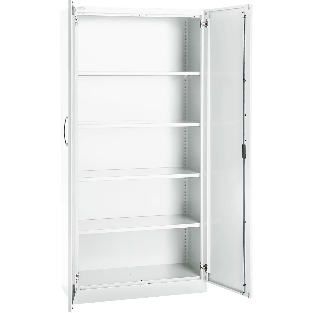 Büroschrank, 5 OH, abschließbar, mit aufliegenden Türen, B 950 mm, Verkehrsweiß