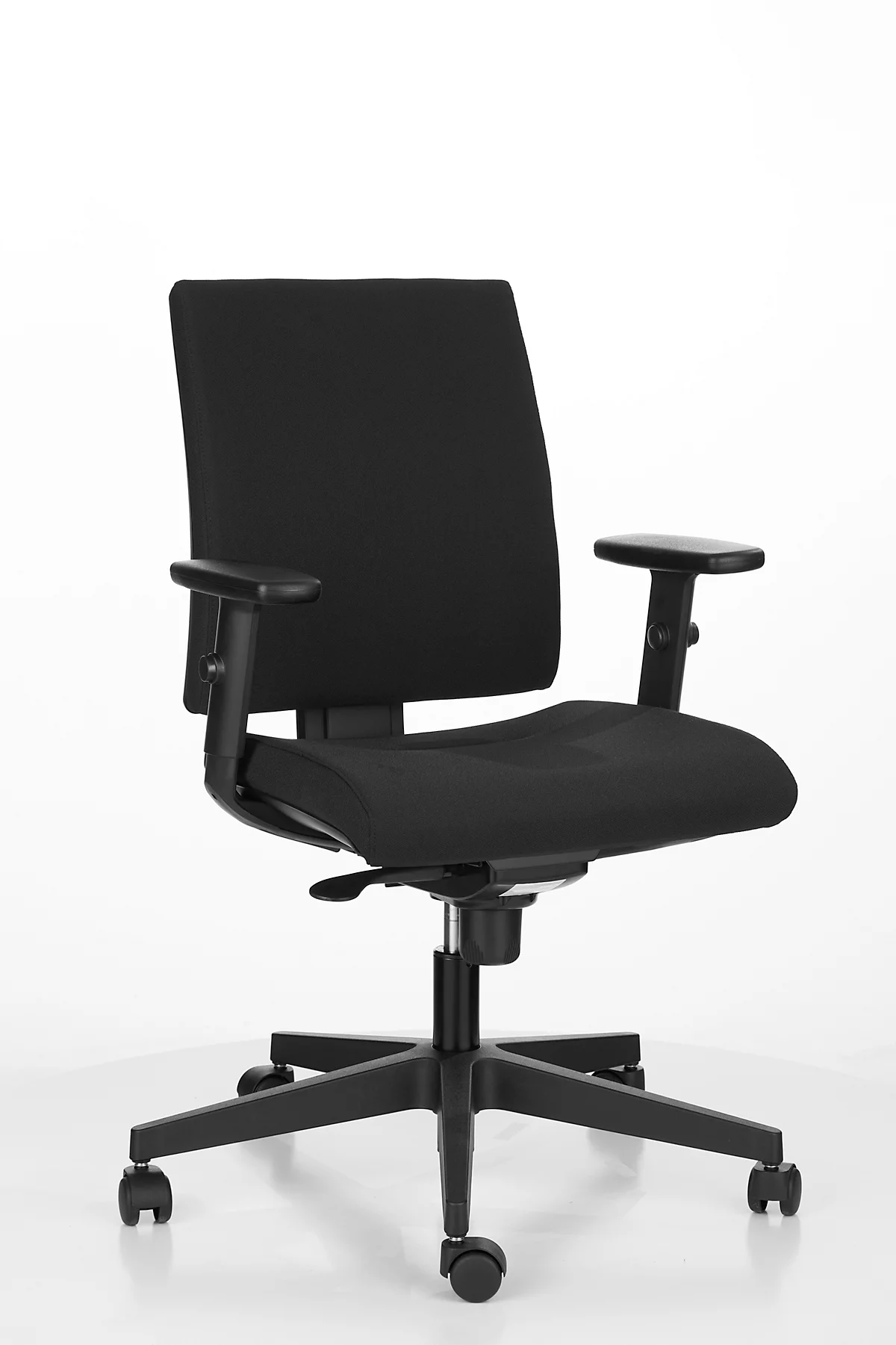 Bürostuhl INTRATA, Synchronmechanik, ohne Armlehnen, Muldensitz mit Knierolle, bis 110 kg, Kunststoff, schwarz