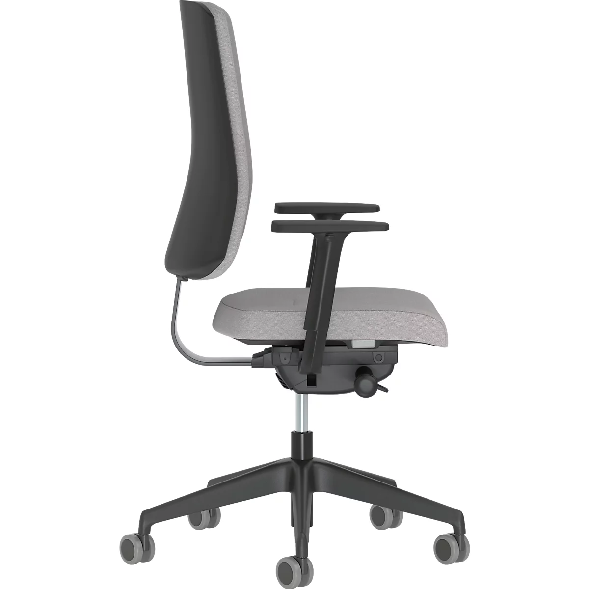 Bürostuhl NowyStyl UTILA, mit Armlehnen, Synchronmechanik, Muldensitz, sitzhöhen-/tiefenverstellbar, Rückenlehne gepolstert, grau/grau