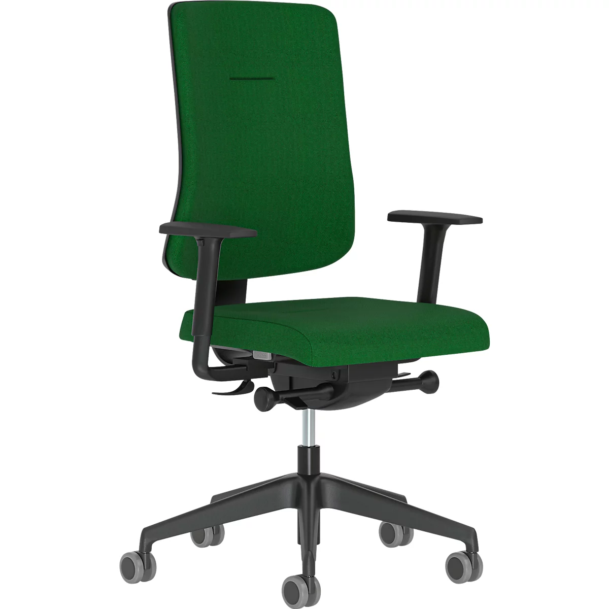 Bürostuhl NowyStyl UTILA, mit Armlehnen, Synchronmechanik, Muldensitz, sitzhöhen-/tiefenverstellbar, Rückenlehne gepolstert, grün/grün