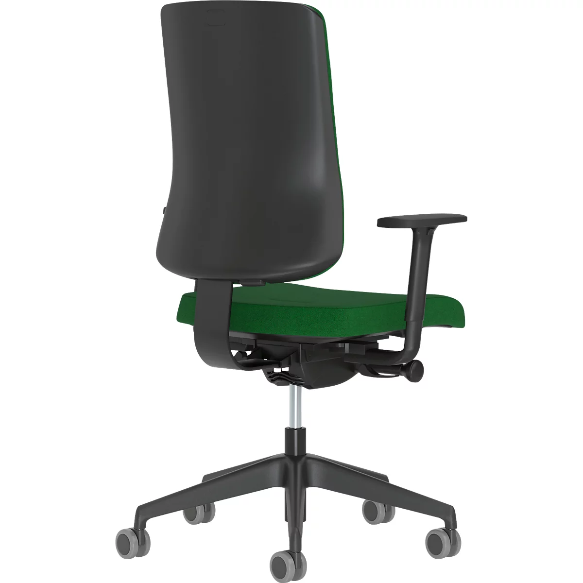 Bürostuhl NowyStyl UTILA, mit Armlehnen, Synchronmechanik, Muldensitz, sitzhöhen-/tiefenverstellbar, Rückenlehne gepolstert, grün/grün