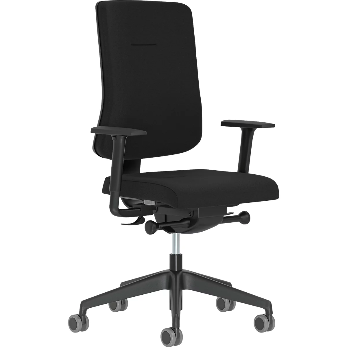 Bürostuhl NowyStyl UTILA, mit Armlehnen, Synchronmechanik, Muldensitz, sitzhöhen-/tiefenverstellbar, Rückenlehne gepolstert, schwarz/schwarz