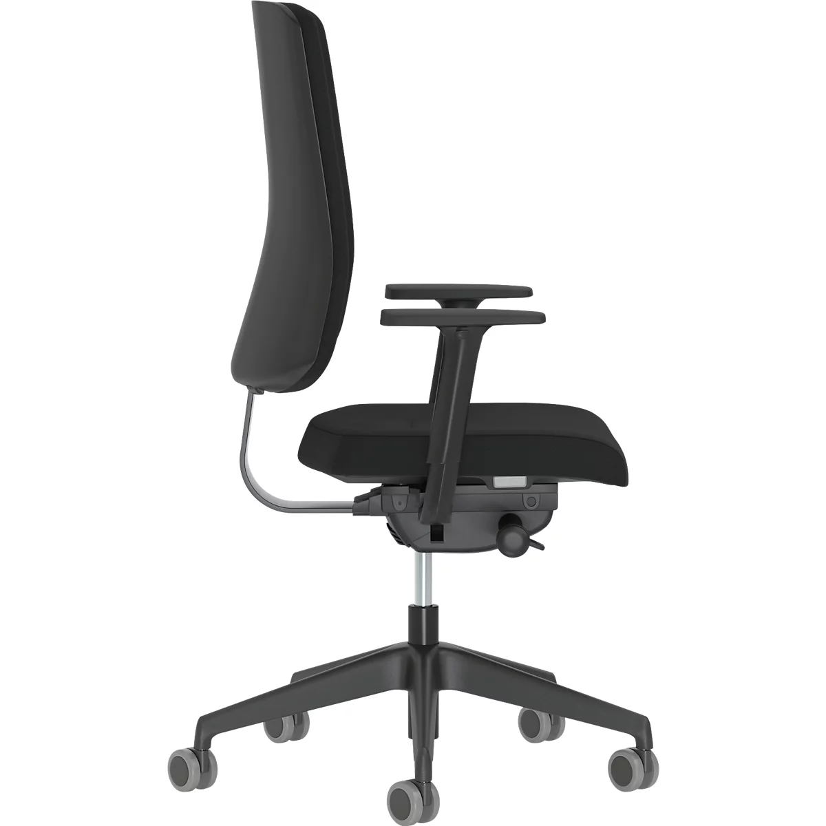 Bürostuhl NowyStyl UTILA, mit Armlehnen, Synchronmechanik, Muldensitz, sitzhöhen-/tiefenverstellbar, Rückenlehne gepolstert, schwarz/schwarz