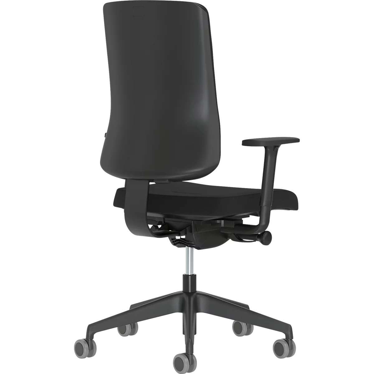 Bürostuhl NowyStyl UTILA, mit Armlehnen, Synchronmechanik, Muldensitz, sitzhöhen-/tiefenverstellbar, Rückenlehne gepolstert, schwarz/schwarz
