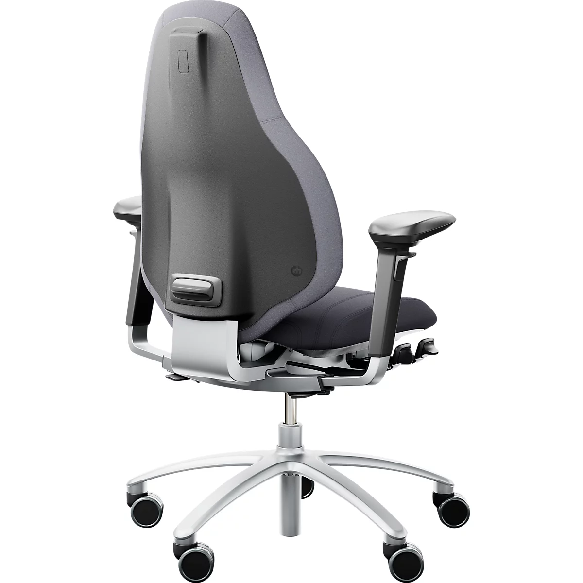 Bürostuhl RH Mereo 220, mit Armlehnen, Synchronmechanik, Flachsitz, Lordosenstütze, grau/silber