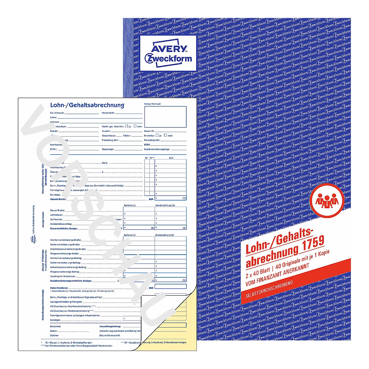 Bulletins de salaire AVERY® Zweckform, n° 1759