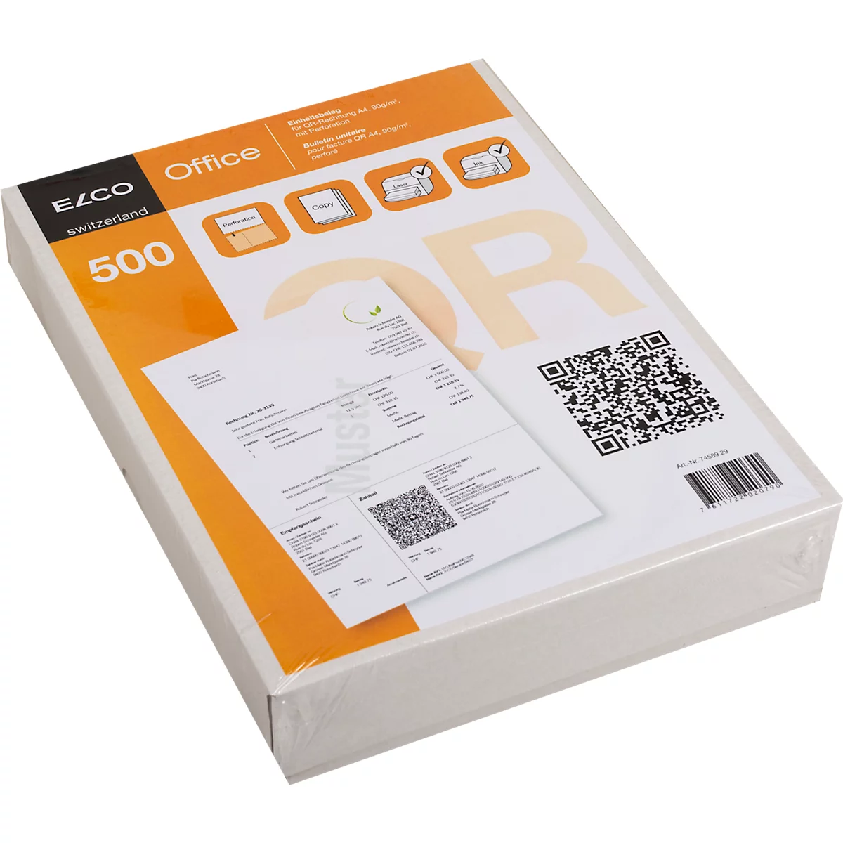 Bulletins de versement ELCO Classic QR, A4, 90 g/m², blanc, certifié FSC®, valable à partir du 01.07.2020, 500 feuilles