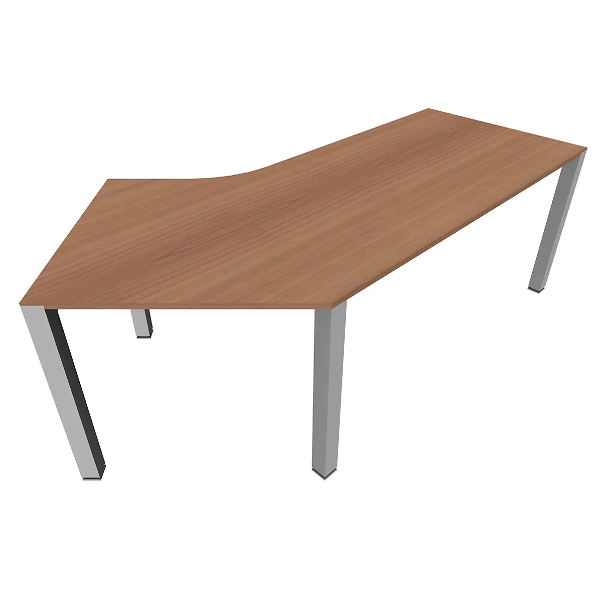 Bureau 135° SOLUS PLAY, 4 pieds, asymétrique, extension à droite, l. 2165 x P 800 x H 720 - 820 mm, cerisier Romana
