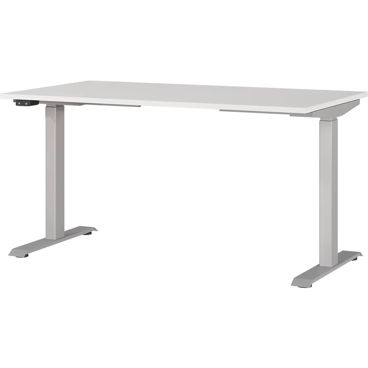 Bureau Agenda, réglage électrique de la hauteur, L 1400 x P 800 x H 720-1200 mm, gris clair/argenté + panneau USB Memory