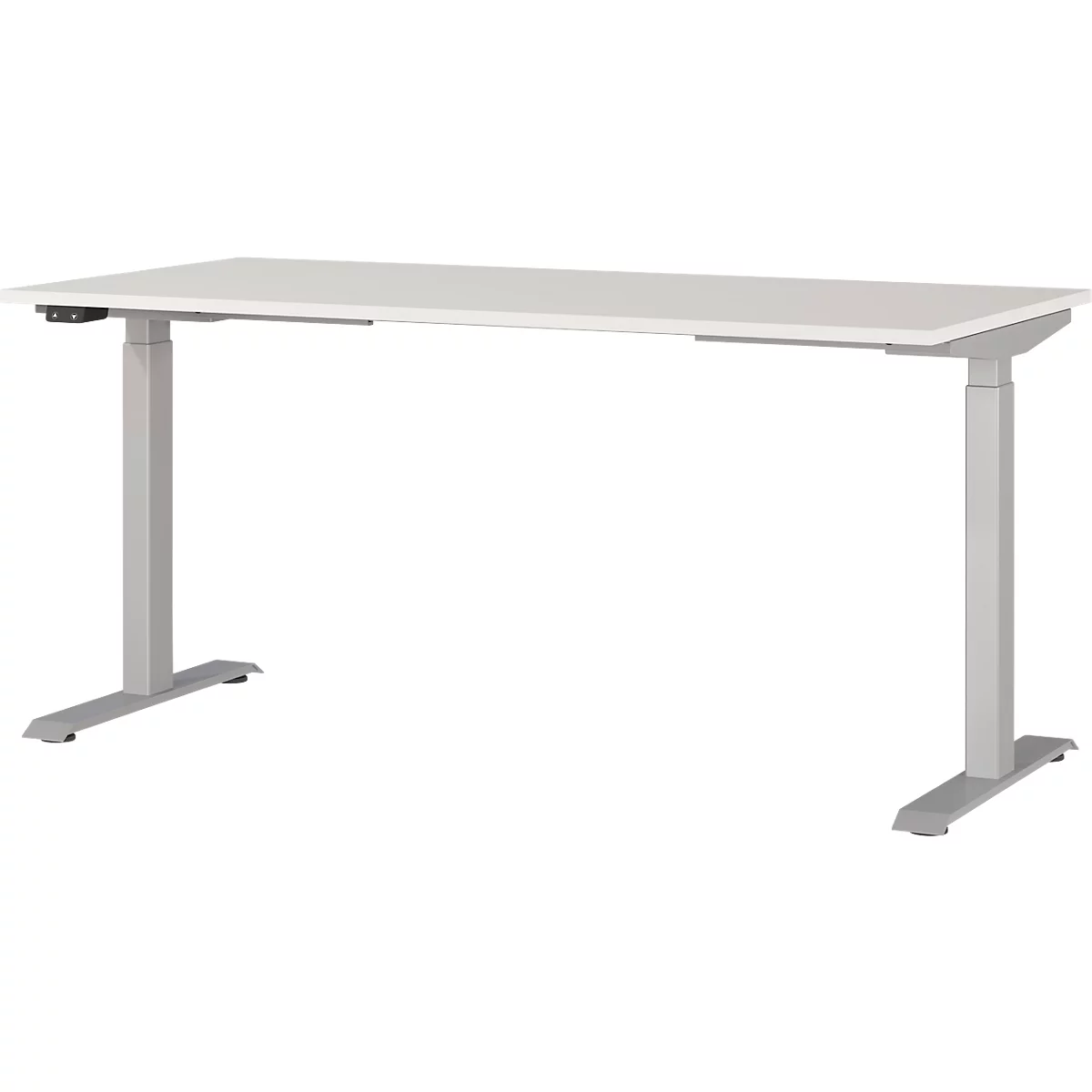 Bureau Agenda, réglage électrique de la hauteur, L 1600 x P 800 x H 720-1200 mm, gris clair/argenté + panneau USB Memory