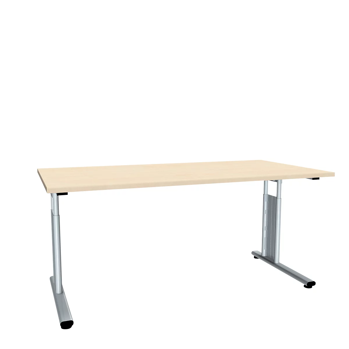 Bureau ALICANTE, pieds en C, rectangulaire, l. 1600 x P 800 x H 680 - 820 mm, coloris érable