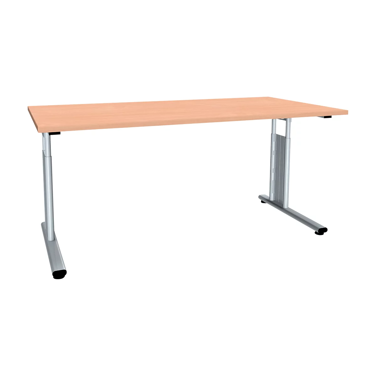 Bureau ALICANTE, pieds en C, rectangulaire, l. 1600 x P 800 x H 680 - 820 mm, coloris hêtre