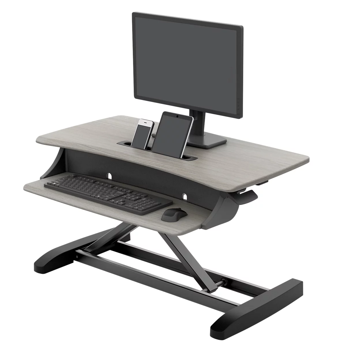 Poste de travail bureau assis-debout réglable en hauteur pour ordinateur  avec plateau pour clavier