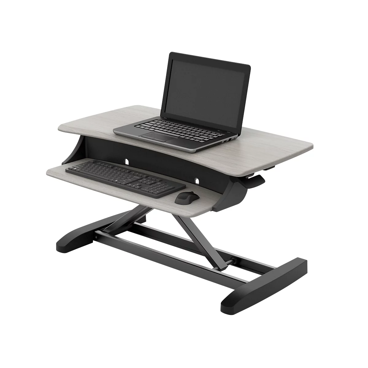 Bureau assis-debout ergotron® WorkFit-Z Mini, réglable en hauteur, jusqu'à 11,4 kg, surface de travail et plateau à clavier, gestion intégrée des câbles.