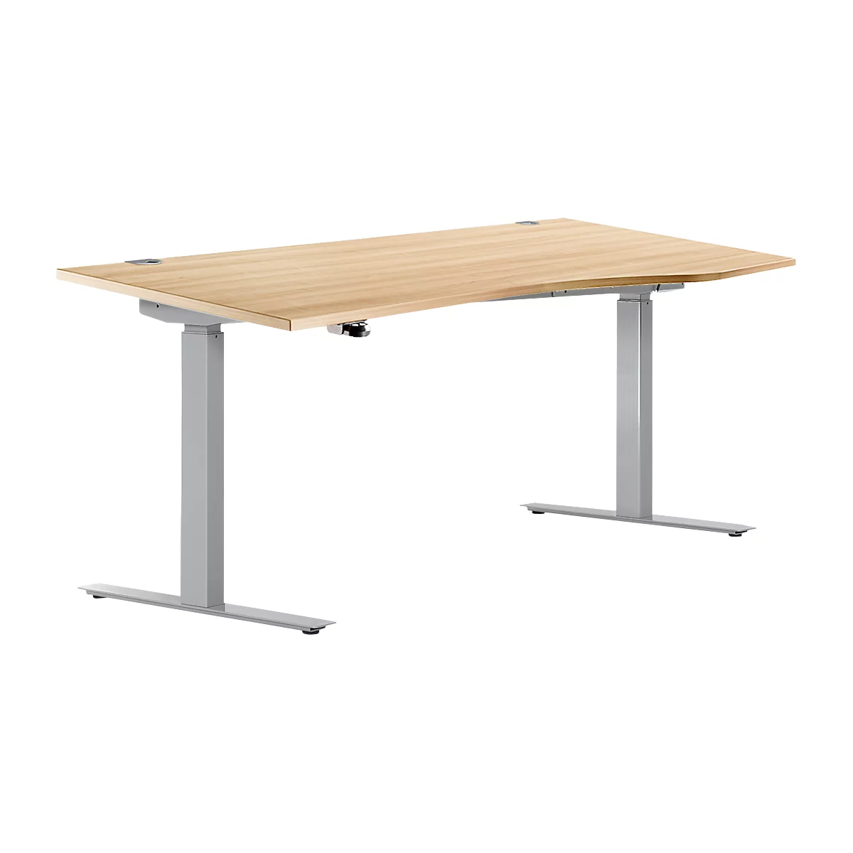 Bureau assis/debout, extension à droite, l. 1800 mm, érable 