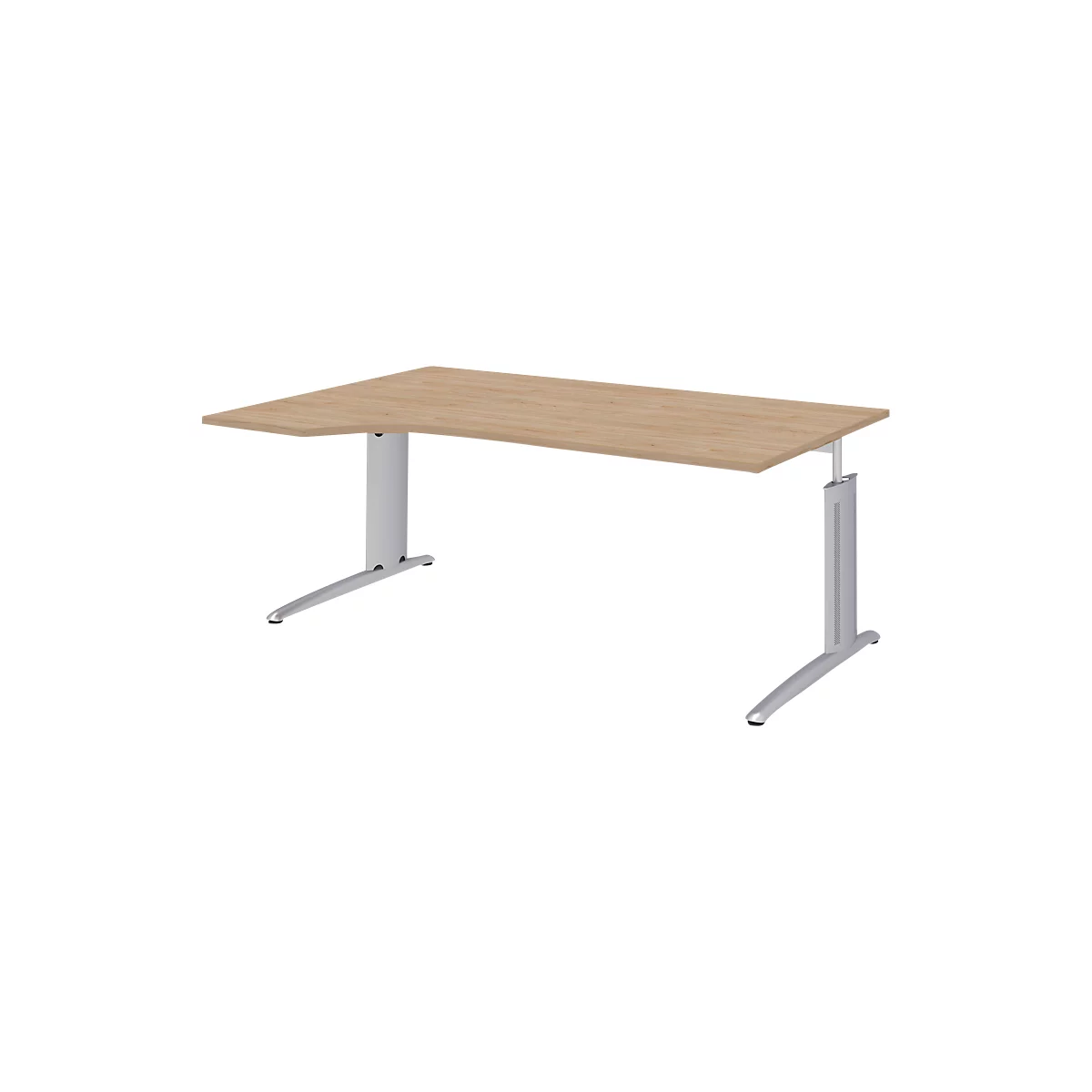 Bureau BARI, asymétrique, extension à gauche, pieds en C, l. 1800 x P 1000 mm, coloris chêne
