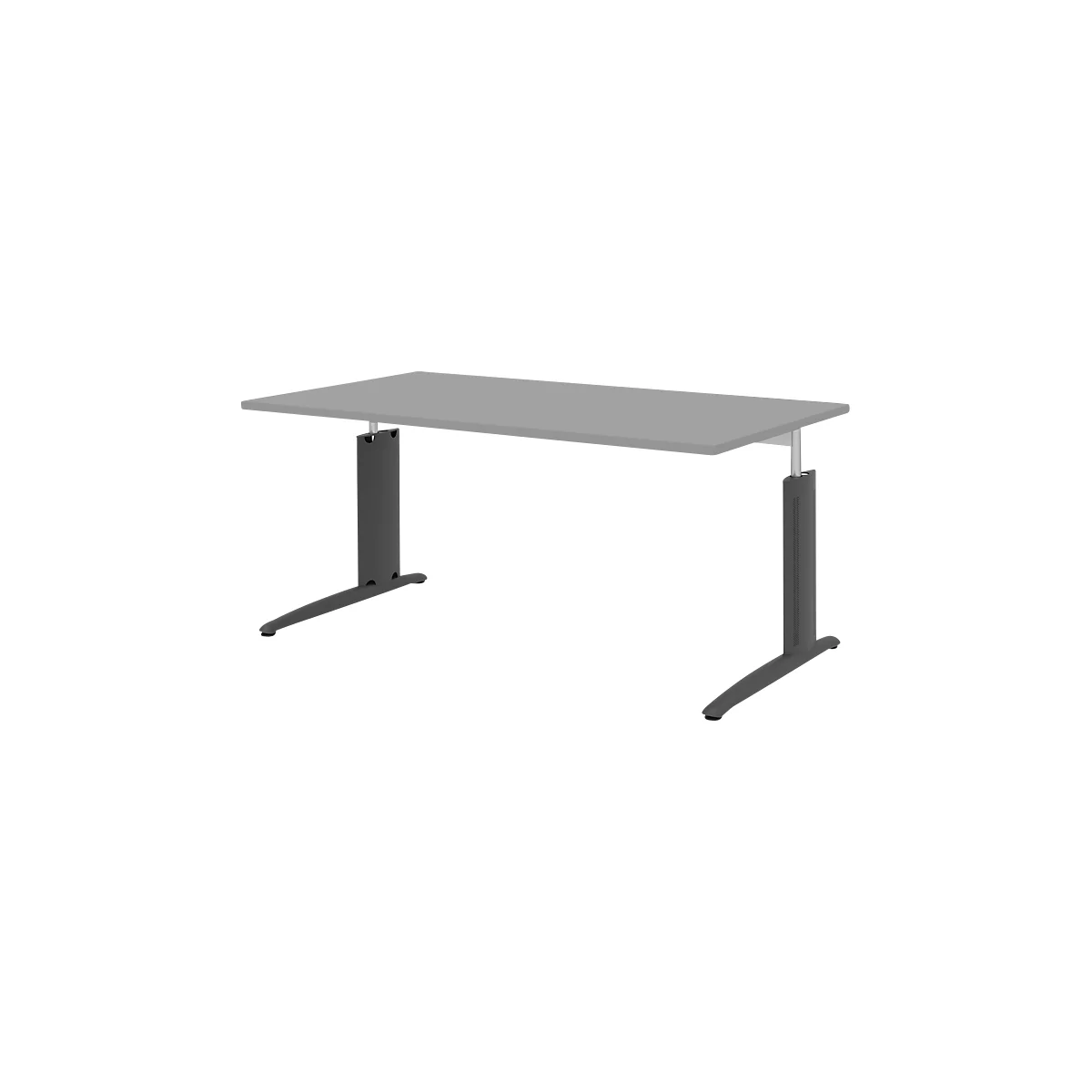 Bureau BARI, rectangulaire, forme A, pieds en C, l. 1600 x P 800 mm, gris moyen