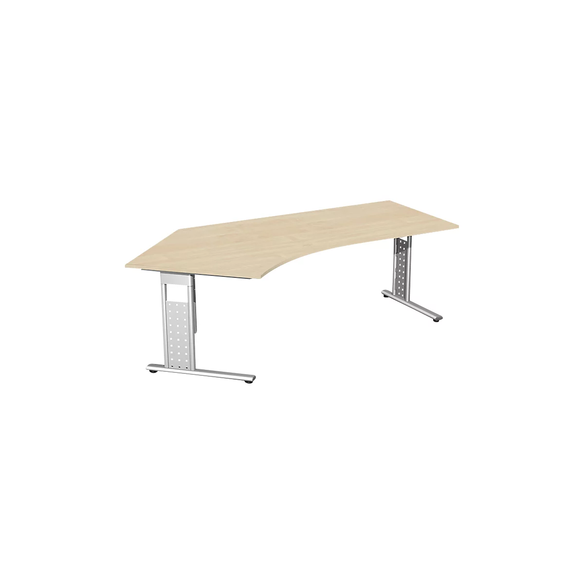 Bureau d’angle ALICANTE 135°, pieds en C, extension à gauche, l. 2166 x P 800 x H 680 - 820 mm, coloris érable