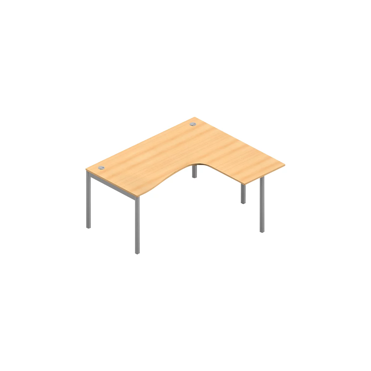 Bureau d’angle ARLON-OFFICE, 4 pieds, extension à gauche, l. 1600 x P 1200 x H 730 mm, coloris hêtre