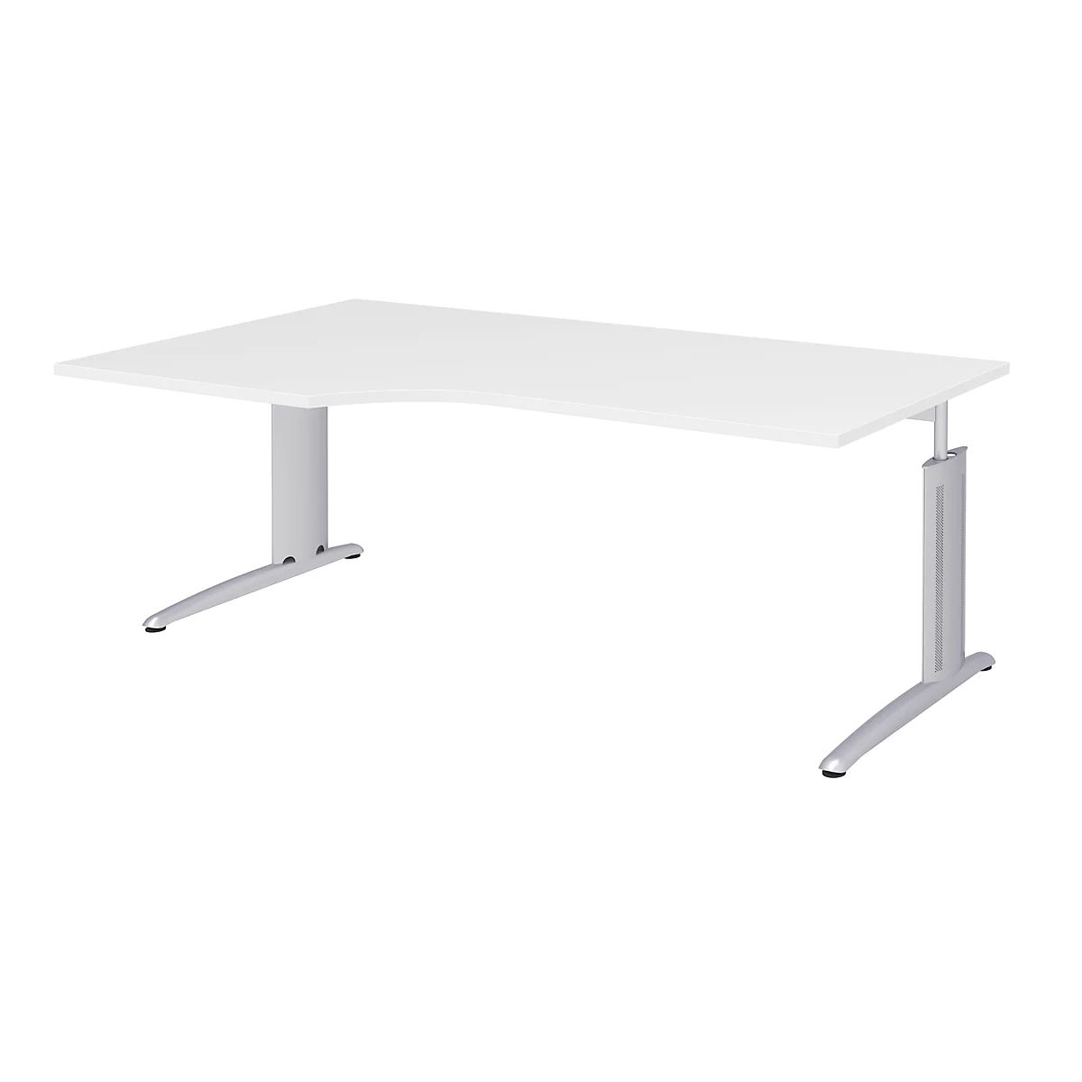 Bureau d'angle BARI, 90°, forme A, angle à gauche, pieds en C, l. 2000 x P 800 mm, blanc