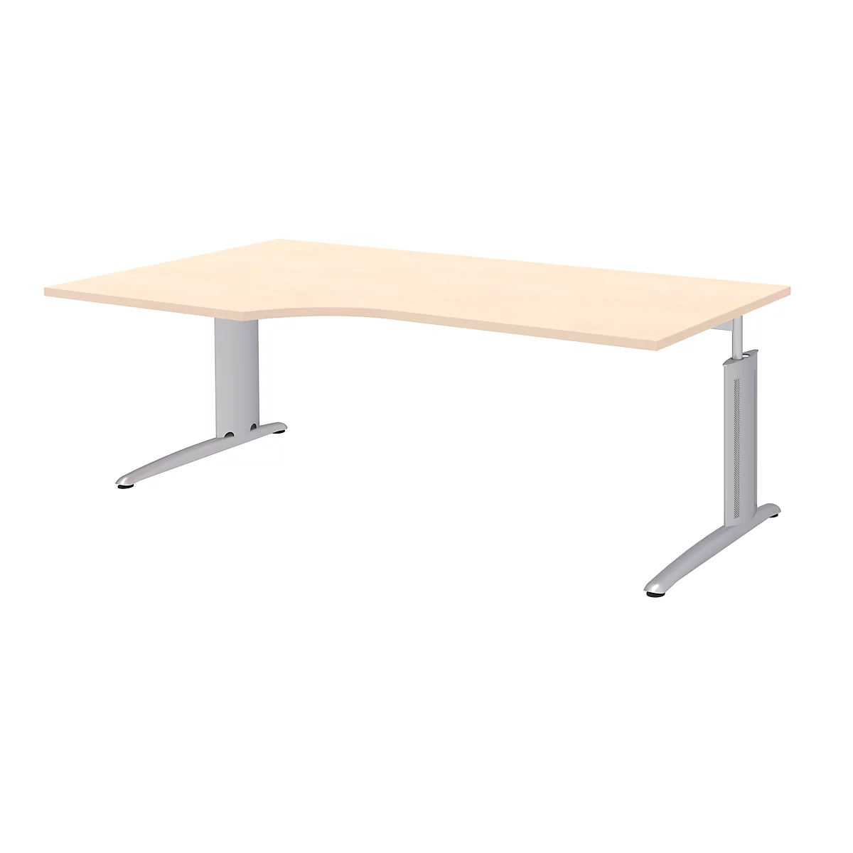 Bureau d'angle BARI, 90°, forme A, angle à gauche, pieds en C, l. 2000 x P 800 mm, coloris érable