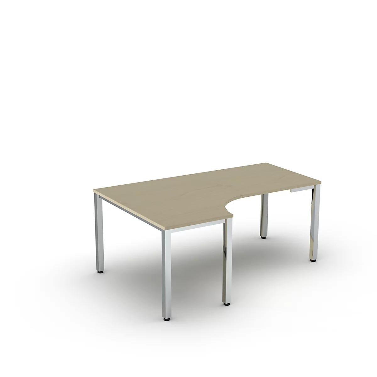Bureau d'angle BEXXSTAR, pied en tube carré, approche à gauche, L 2000 x P 800/1200 x H 720 mm, décor érable