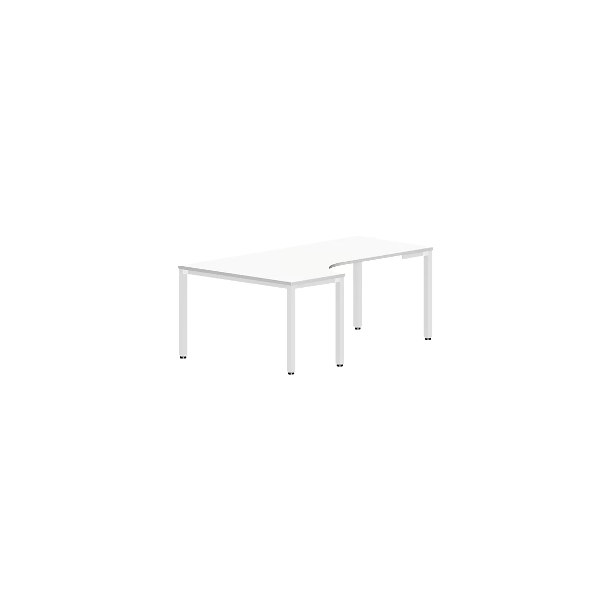 Bureau d’angle BEXXSTAR, piètement carré, asymétrique, extension à gauche, l. 2000 x P 800/1200 x H 740 mm, blanc