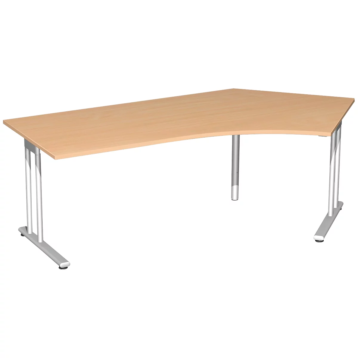 Bureau d’angle PALENQUE 135°, pieds en C, angle à droite, l. 2165 x P 800/1130 x H 720 mm, hêtre