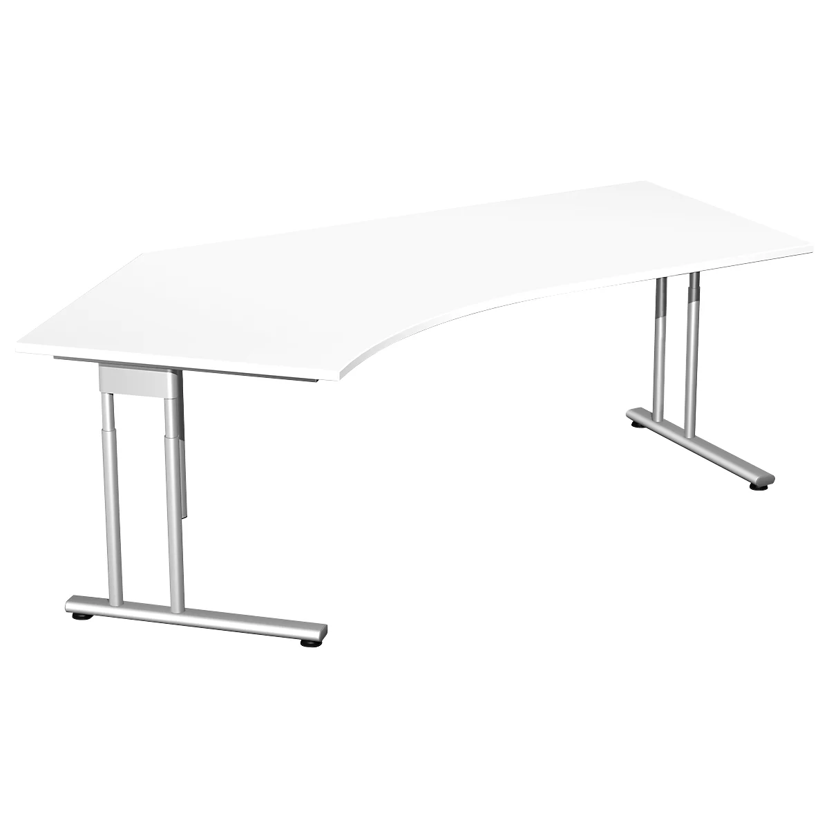 Bureau d’angle PALENQUE 135°, pieds en C, angle à gauche, l. 2165 x P 800/1130 x H 680 - 820 mm, blanc