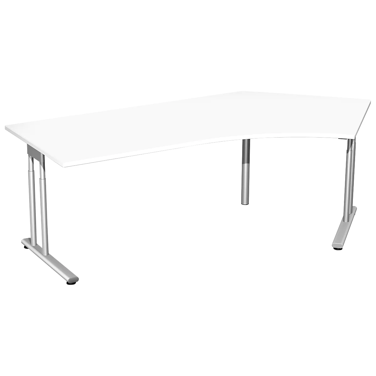 Bureau d’angle PALENQUE 135°, pieds en C, réglage manuel de la hauteur, angle à droite, l. 2165 x P