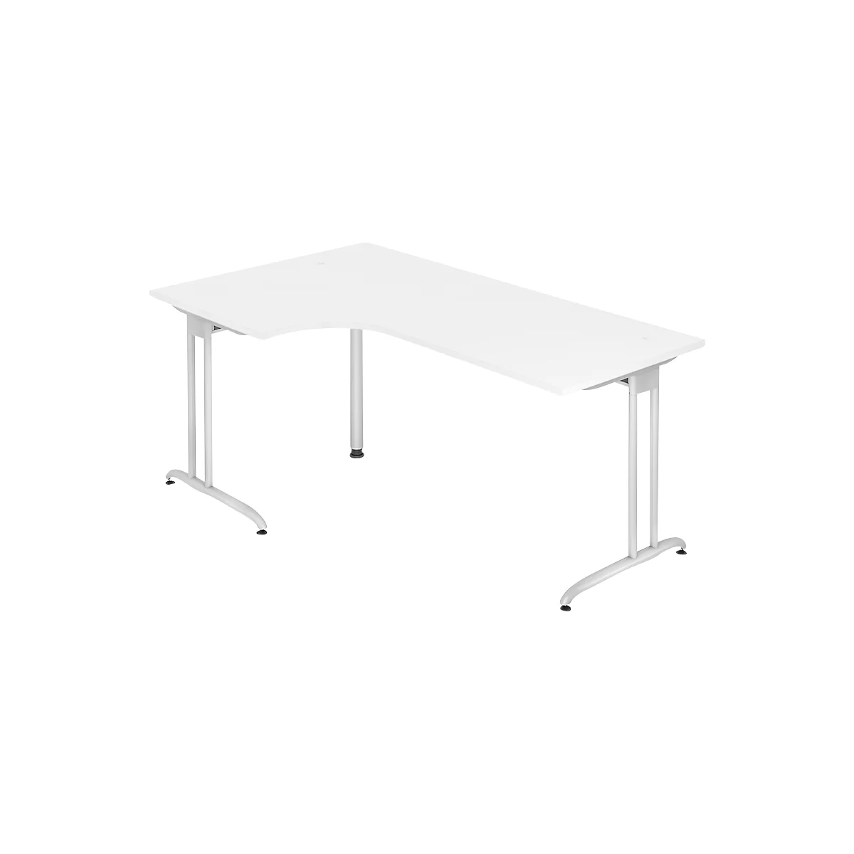 Bureau d’angle TARA 90°, pieds en C, rectangulaire, l. 2000 mm, blanc