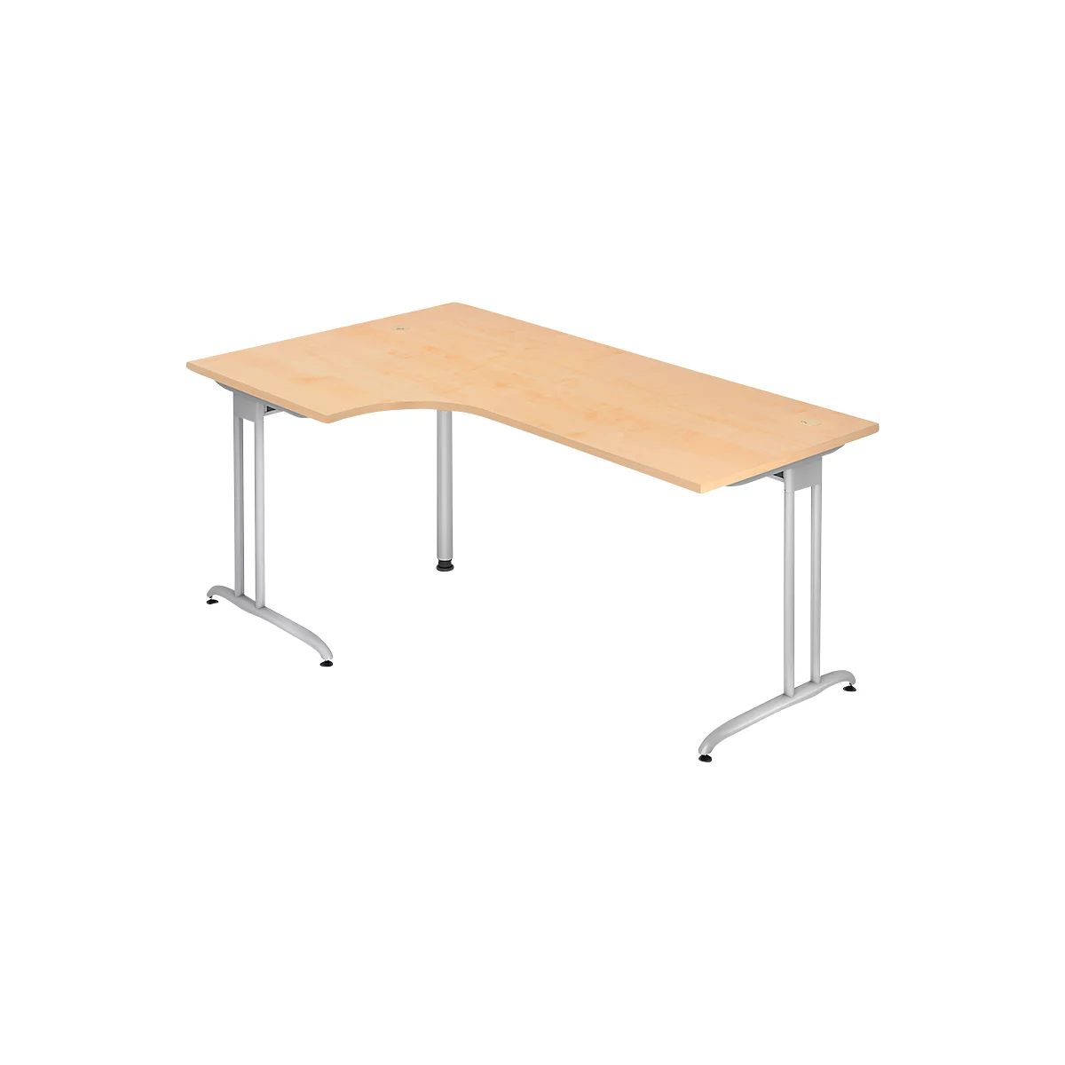 Bureau d’angle TARA 90°, pieds en C, rectangulaire, l. 2000 mm, coloris érable