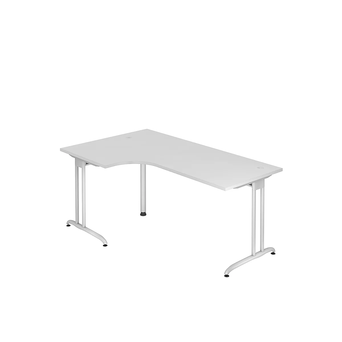 Bureau d’angle TARA 90°, pieds en C, rectangulaire, l. 2000 mm, gris clair