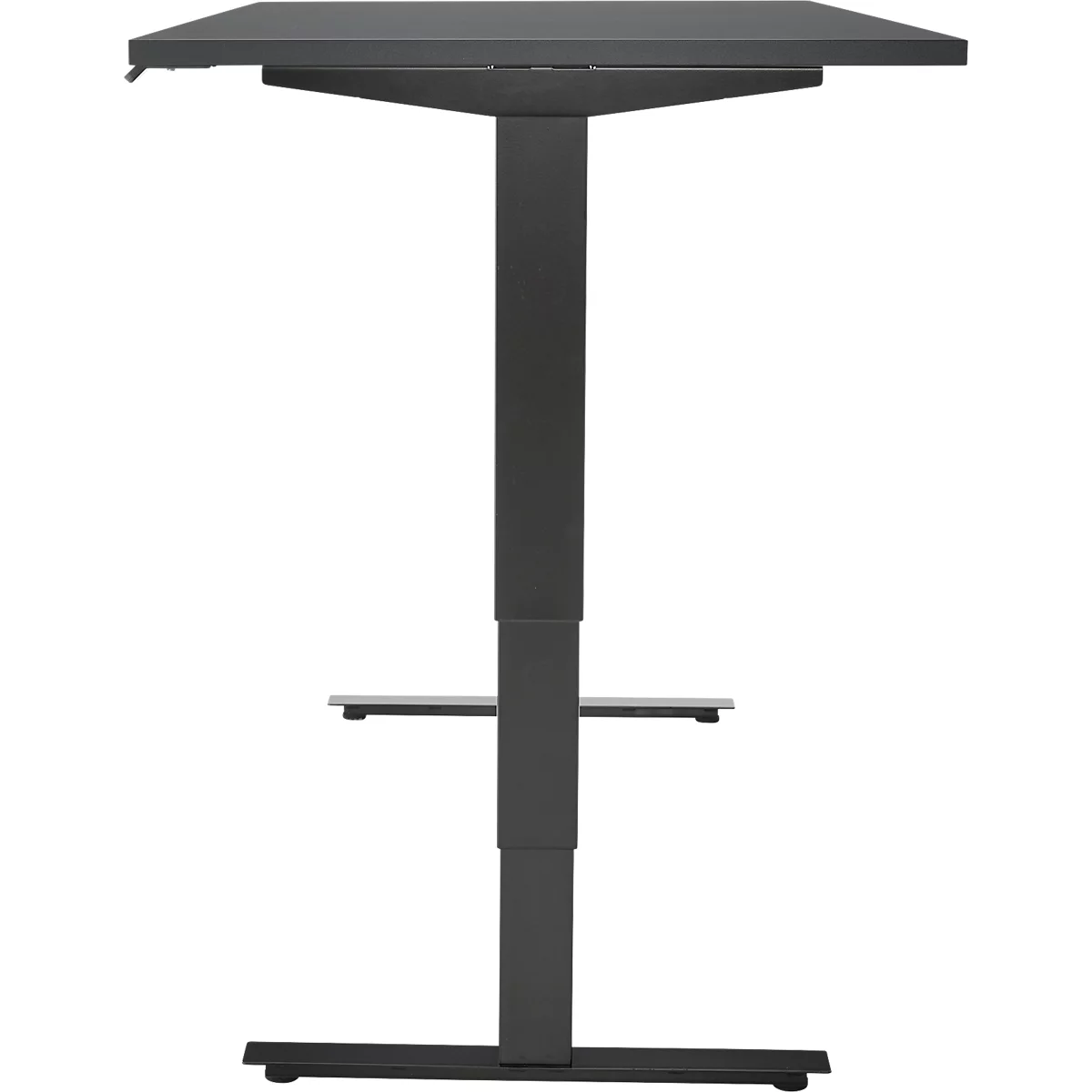 Bureau, elektrisch in hoogte verstelbaar, T-poot zonder dwarsbalk, B 1600 x D 800 x H 605-1265 mm, grafiet/zwart