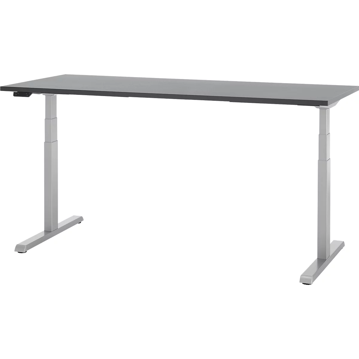 Bureau, hauteur réglable électriquement, piétement en T, L 1800 x P 800 x H 615-1275 mm, graphite/alu blanc