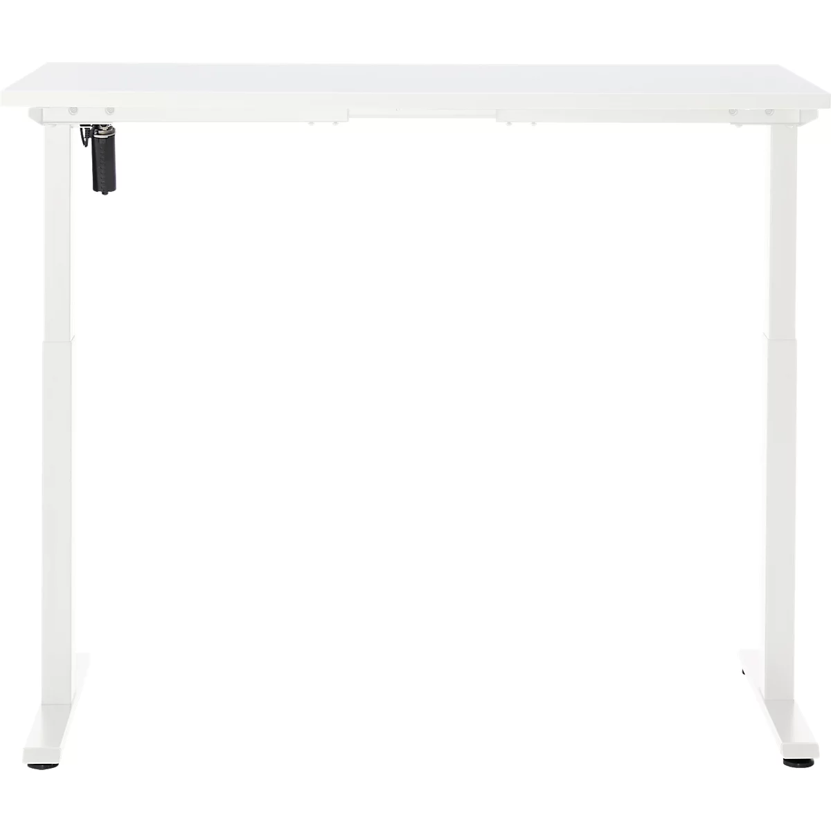 Bureau, hauteur réglable électriquement, rectangulaire, pied en T, L 1300 x P 650 x H 720-1200 mm, blanc/blanc
