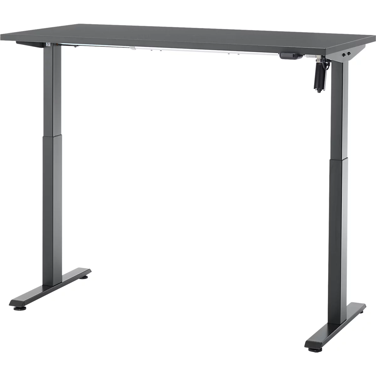 Bureau, hauteur réglable électriquement, rectangulaire, piétement en T, L 1300 x P 650 x H 720-1200 mm, graphite/noir