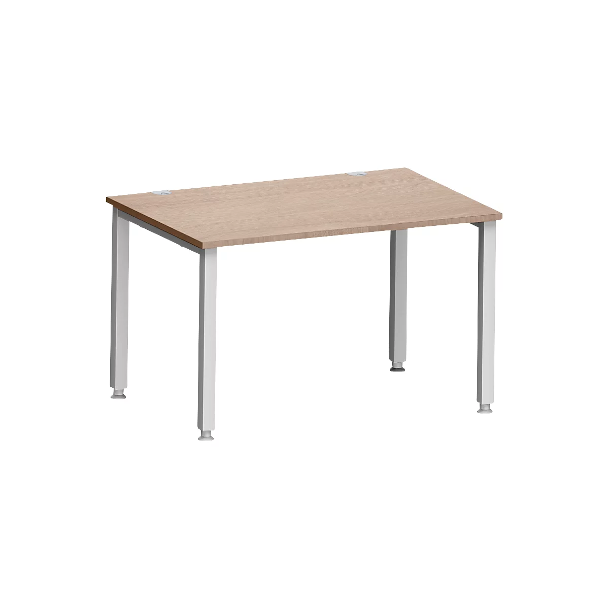 Bureau MODENA FLEX, carré, 4 pieds en tube carré, L 1200 x P 800 x H 720-820 mm, chêne/aluminium blanc