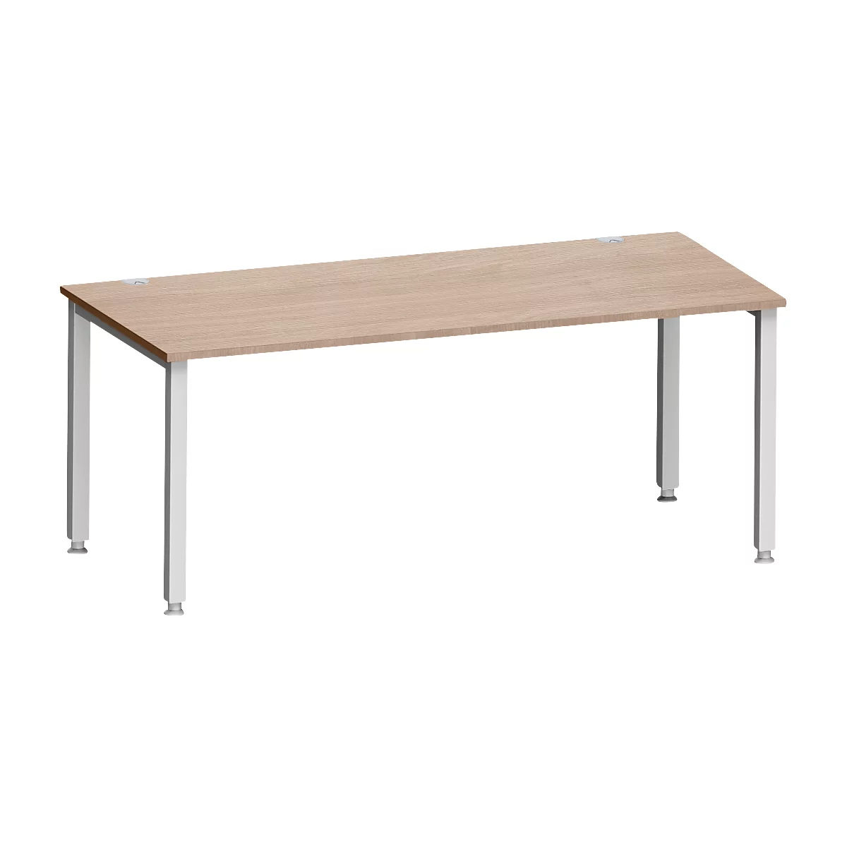 Bureau MODENA FLEX, carré, 4 pieds en tube carré, L 1800 x P 800 x H 720-820 mm, chêne/aluminium blanc