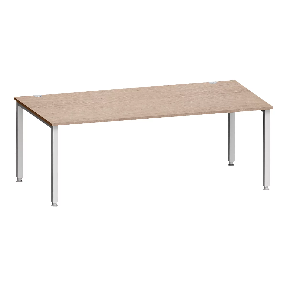 Bureau MODENA FLEX, carré, 4 pieds en tube carré, L 2000 x P 1000 x H 720-820 mm, chêne/aluminium blanc