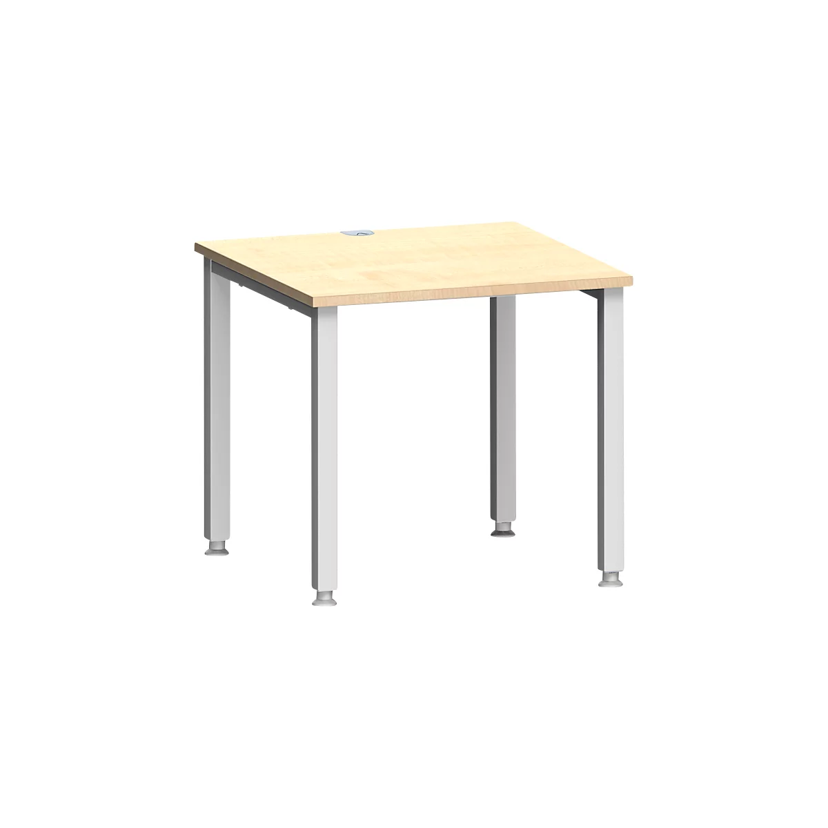 Bureau MODENA FLEX, carré, 4 pieds en tube carré, L 800 x P 800 x H 720-820 mm, érable/aluminium blanc