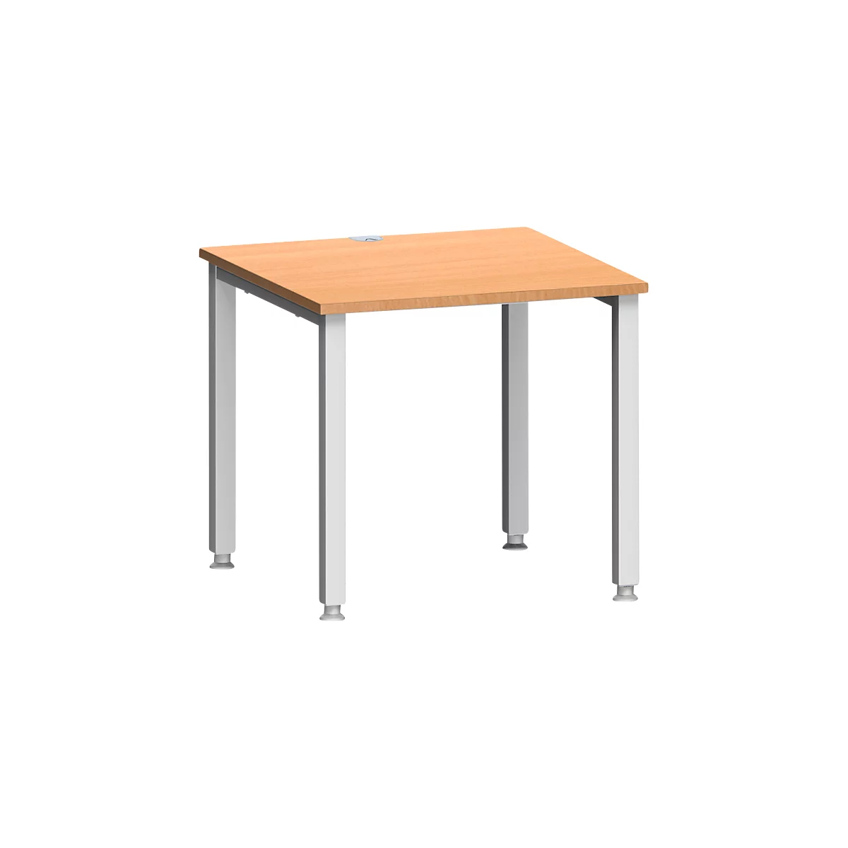 Bureau MODENA FLEX, carré, 4 pieds en tube carré, L 800 x P 800 x H 720-820 mm, hêtre/aluminium blanc